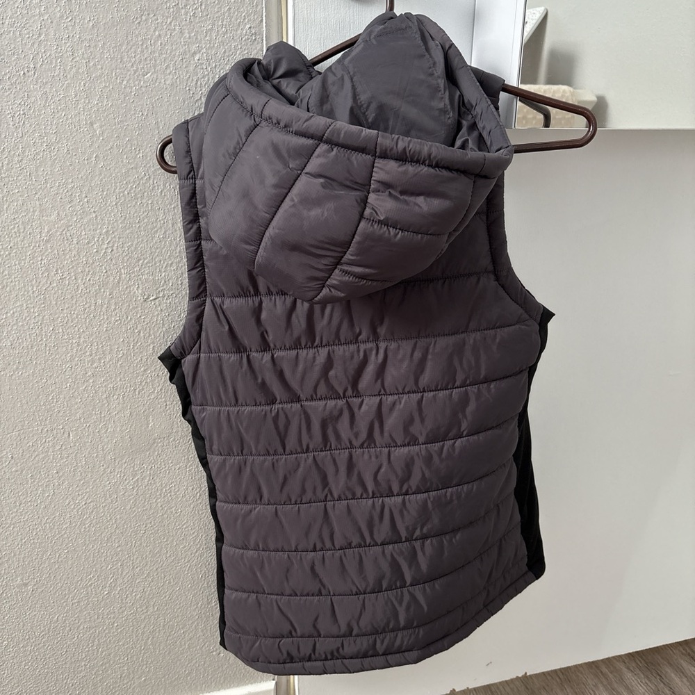 Gray Puffer Vest with Hood
